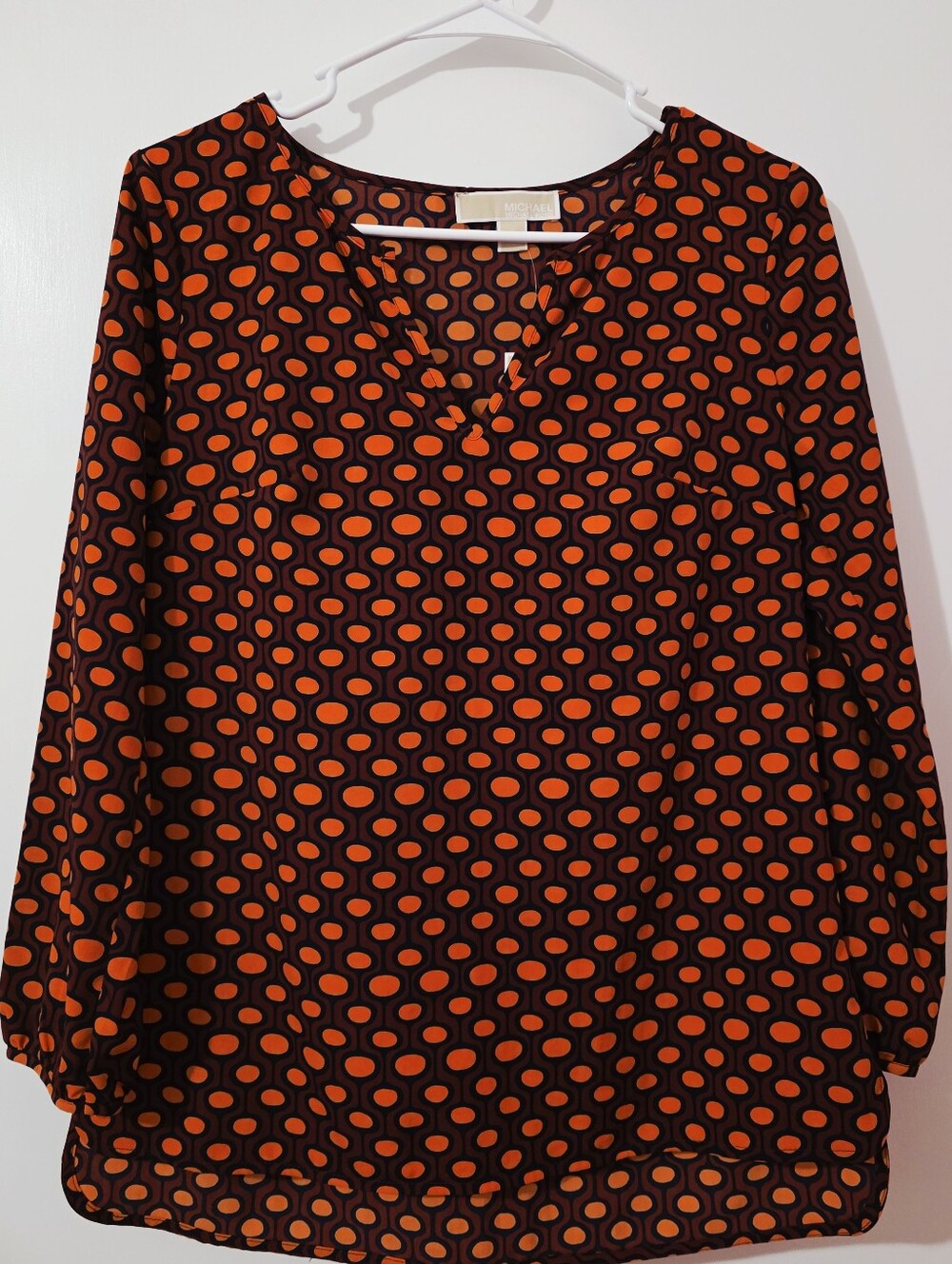 Michael Kors Blouse with Orange Dot Print